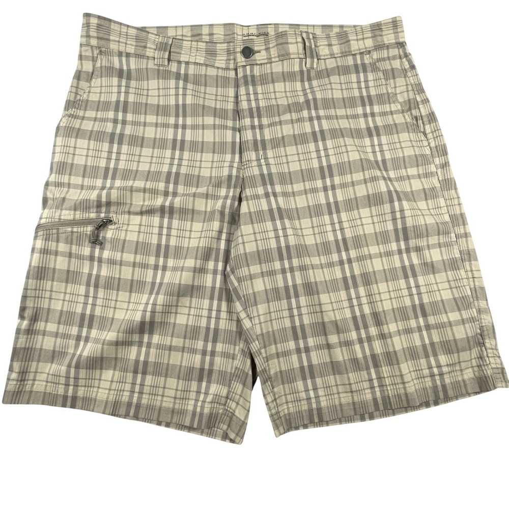 Columbia Shorts Mens 40 Tan Plaid Omni-Wick Hiking Outdoor Cargo Pocket